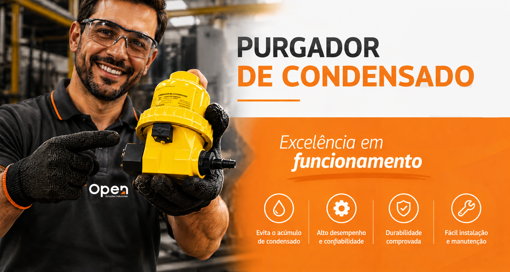 tecnico segurando o purgador